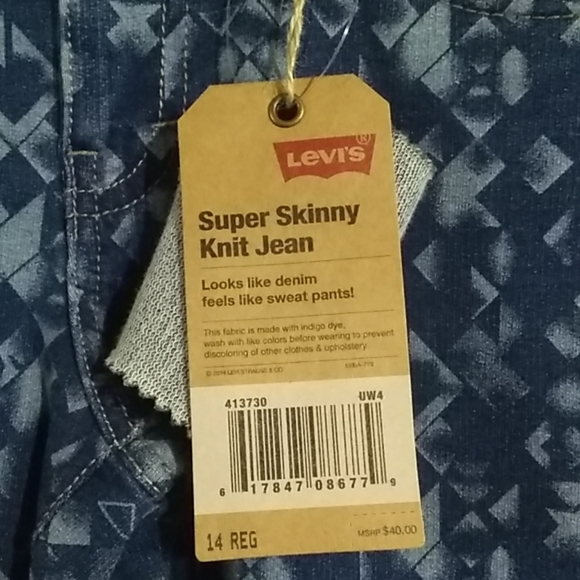 Levi's Super Skinny Knit Jean Size 14R NWT - Picture 3 of 6